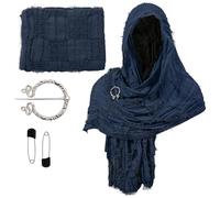Songelt Sciarpa medievale della terra dei rifiuti scialle accessorio rinascimentale costume con spilla scialle unisex mantello misto cotone per Halloween costume rinascimentale per Halloween, B