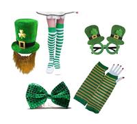 Songelt Set di abbigliamento per il giorno del festival per adulti collana a tema verde accessorio festival Day Outfit Set per adulti Costume da festa Patrick