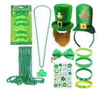 Songelt Set di abbigliamento per il giorno del festival per adulti collana a tema verde accessorio festival Day Outfit Set per adulti Costume da festa Patrick