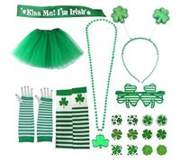 Songelt Set di abbigliamento per il giorno del festival per adulti collana a tema verde accessorio festival Day Outfit Set per adulti Costume da festa Patrick