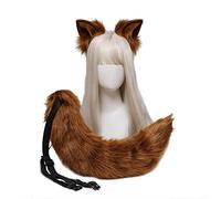 Songelt Set di cerchietti per capelli con orecchie di animale peloso per cosplay, costume lungo per Halloween, decorazione per feste di Halloween, cerchietto per adulti