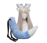 Songelt Set di cerchietti per capelli con orecchie di animale peloso per cosplay, costume lungo per Halloween, decorazione per feste di Halloween, cerchietto per adulti
