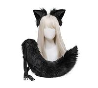 Songelt Set di cerchietti per capelli con orecchie di animale peloso per cosplay, costume lungo per Halloween, decorazione per feste di Halloween, cerchietto per adulti
