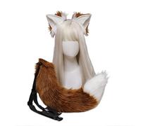 Songelt Set di cerchietti per capelli con orecchie di animale peloso per cosplay, costume lungo per Halloween, decorazione per feste di Halloween, cerchietto per adulti