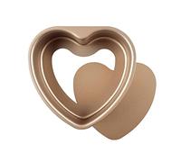 Songelt Stampo per torte a forma di cuore in acciaio al carbonio per uso alimentare, con fondo rimovibile, per cucina, 15,2 cm e 20,3 cm, antiaderente per forno
