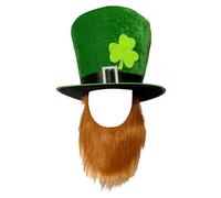 Songelt StPatrick Day Celebration Beard Hat Festival Party Green Tall Hat Shamrock Flat Top Irish National Day Accessori Stpatrick per feste