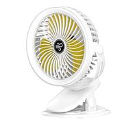 Songelt Ventilatore da tavolo a clip con anelli a LED Ventilatore da tavolo portatile con lampada a LED multifunzionale per studio dormitorio spazio di lavoro luce da campeggio all'aperto scrivania