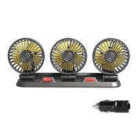 Songelt Ventilatore per auto regolabile a 360 gradi, 3 teste, ventilatore elettrico per auto, USB 5 V/12 V/24 V, 2 velocità, circolatori d'aria per auto silenziosi