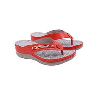 Songjoy - Infradito da donna, estivo, comode, con fondo bohemien, antiscivolo, scarpe da spiaggia, comode, con chiusura a scatto, multicolore, taglia 36-42, Rosa (Rosa), 41 EU