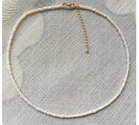 SONGK 2-3mm Mini Bottone Barocco Perla Filo Collana Collare Elegante Vera Perle d'Acqua Dolce Naturale Collana Girocollo Gioielli per Le Donne