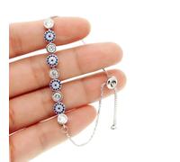 SONGK 3 Colori Oro Rosa Argento Colore 5mm Scintillante malocchio Catena a Maglie Ragazza Donna Gioielli turchi Pave Braccialetto