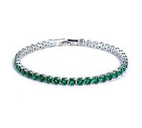SONGK 4mm Cubic Zirconia Bracciale da Tennis Verde Bracciali a Catena per Donna Uomo Catena a Mano Color Argento Color Oro CZ Catena Homme Jewelry