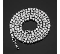 SONGK 4MM Tennis Bracciale Collana Uomo Tennis Catena Moda Gioielli Hip-Hop Donna 16/18/20/24/30 Pollici Girocollo Catena Regalo