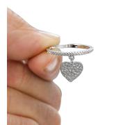 SONGK Anelli di zirconi Bianchi con Ciondolo a Cuore Carino per Le Donne Anello di promessa di Fidanzamento di Fidanzamento Giallo/Oro/Oro Rosa Gioielli da Sposa Femminili Female