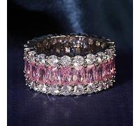 SONGK Anello a Fascia in Pietra con zirconi Rosa per Gioielli Moda Donna Anello di Fidanzamento Matrimonio Wedding