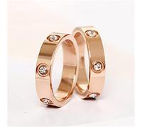 SONGK Anello d'Amore Color Oro Rosa alla Moda in Acciaio Inossidabile per Donna, Uomo, Coppia, Anelli di Cristallo CZ, Gioielli di Marca di Lusso, Regalo di Nozze