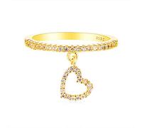 SONGK Anello di Fidanzamento Nuziale in Oro Rosa con Ciondolo a Forma di Cuore Femminile Carino Piccolo FEDI Nuziali Vintage per Le Donne