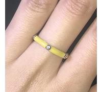 SONGK Anello smaltato Stile Semplice di 10 Colori pavimentato con Anello di Fidanzamento con Pietra di zircone cubico Lucido per Le Donne