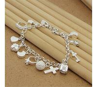 SONGK Bracciale Color Argento 925 con Braccialetti in zircone con Ciondolo Multiplo per Regalo di Gioielli con ciondoli per Feste da Donna