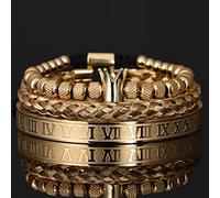 SONGK Bracciale con ciondoli a Corona Reale Romana di Lusso da Uomo con Geometria in Acciaio Inossidabile Pulseiras da Uomo bracciali Regolabili Aperti Regalo di Gioielli per Coppie