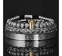 SONGK Bracciale con ciondoli a Corona Reale Romana di Lusso da Uomo con Geometria in Acciaio Inossidabile Pulseiras da Uomo bracciali Regolabili Aperti Regalo di Gioielli per Coppie