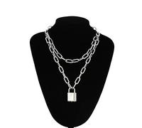 SONGK Collana con Catena a Lucchetto con ciondoli a Lucchetto per Donna Uomo Gioielli Punk sul Collo Accessori estetici