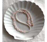 SONGK Collana di Perle d'Acqua Dolce Vere Perle Rosa Pesca Delicata Semplice Collana in Acciaio Inossidabile Placcato Oro con Serratura