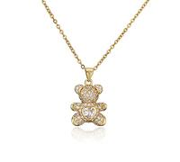 SONGK Collar con colgante de OSO encantador de Cadena de Oro de 4 Colores a la Moda para Mujer Niña Rosa/Blanco en Forma de corazón CZ joyería de boda