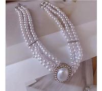 SONGK Elegante Barocco Tre Fili Collare Pianeta Girocollo Collana di Perle per Le Donne Ragazze Matrimonio Regali Vintage Gioielli per Feste