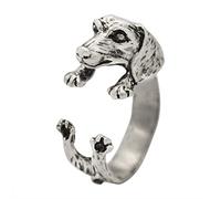 SONGK Fatti a Mano Bassotto Cane Cucciolo Animale Anelli per Le Donne Ragazze Pet Lover Regalo Hippie Ottone Tirapugni Anelli Gioielli