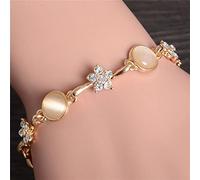 SONGK Gioielli da Sposa Moda Donna Braccialetti con ciondoli Opale Fiore Braccialetti con Dichiarazione di Cristallo Color Oro Statement