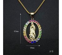 SONGK Hip Hop Iced out Big Virgin Mary Collane con ciondoli Catena in Acciaio Inossidabile Color Oro per Donna Gioielli cristiani Madonna
