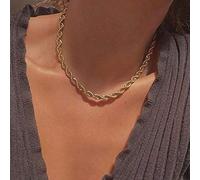 SONGK Hip Hop Punk 3mm in Acciaio Inossidabile Swag Twist Rope Collana a Catena per Donna Uomo Collana Color Oro Accessori per Gioielli di Moda