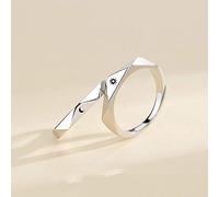 SONGK Moda Semplice Apertura Sole Luna Anello Minimalista Colore Argento Sole Luna Anello Regolabile per Uomo Donna Coppia Gioielli di Fidanzamento