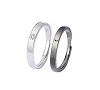 SONGK Moda Semplice Apertura Sole Luna Anello Minimalista Colore Argento Sole Luna Anello Regolabile per Uomo Donna Coppia Gioielli di Fidanzamento