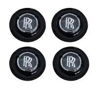 SONGLULU 4 PCS Auto Coprimozzo per Rolls Royce Phantom Ghost Wraith Dawn Cullinan,Distintivo Centrale Originale Sigillo Decoro Marchio Emblema Inciso,A_Black