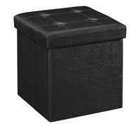 Songmics 38 cm Pouf Cubo Poggiapiedi Sgabello Pieghevole Carico Max. 300 kg Nero LSF30B