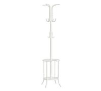 SONGMICS Appendiabiti, Appendiabiti con Portaombrelli, 12 Ganci, Struttura in Metallo, Altezza 175 cm, per Ingresso, Soggiorno, Camera da Letto, Bianco Perla/Nero Inchiostro