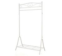 SONGMICS Appendiabiti Autoportante in Metallo, Portabiti Stand Attaccapanni da Terra, con Ripiano Portascarpe, per Corridoio Ingresso Entrata, 90 x 44,5 x 173 cm, Bianco Panna HSR01W