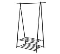 SONGMICS Appendiabiti con 2 Ripiani Portaoggetti Portascarpe, Struttura in Metallo, Salvaspazio, Ideale in Camera da Letto, Corridoio, Ufficio e Altre Stanze, Nero HSR05B