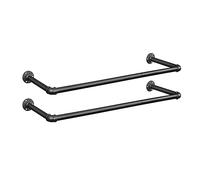 SONGMICS Appendiabiti da parete per abbigliamento in tubi industriali, risparmio di spazio, 92 x 30 x 7,5 cm, installazione semplice, per piccolo spazio, nero HSR67BK
