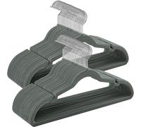 SONGMICS Appendini in Velluto, Set da 50 Pezzi, Antiscivolo, Fessure per Spalle, Barra per Pantaloni, Gancio Rotante a 360° ° , Spessore 0,6 cm, Lunghezza 43 cm, Grigio/Nero classico/Rosa