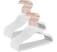 SONGMICS Appendini per bambini, set da 50, appendini in velluto con ganci in oro rosa, appendini antiscivolo per vestiti da armadio, cappotti per neonati o bambini, bianco nuvola/rosa gelatina