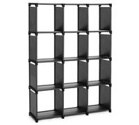 SONGMICS Armadietto Modulare a 12 Cubi, Scaffale Portaoggetti, Libreria per Decorazioni, Cornici per Foto, Organizzatore per Studio, Ufficio, Soggiorno, Nero LSN12BK