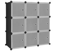 SONGMICS Armadio a 9 Cubi con Ante, Portaoggetti, Nero e Bianco | Armadietto Mobiletto Organizzatore per Abiti Scarpe Libri, Nero Inchiostro e Bianco Nuvola, Collezione DAMION LPC116HS