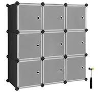 SONGMICS Armadio a 9 Cubi, Portaoggetti Organizzatore, Armadietto Mobiletto con Ante, per Abiti Scarpe Libri, Facile da Assemblare, Nero e Bianco LPC116HS