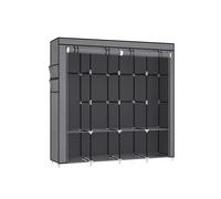 SONGMICS Armadio, Armadio Portatile in Tessuto, con 4 Barre Appendiabiti, Ripiani, 4 Tasche Laterali, 45 x 170 x 167 cm, Spazioso per Camera da Letto, Soggiorno, Grigio/Nero/Blu Scuro/Verde Oliva