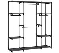 SONGMICS Armadio, Guardaroba, Appendiabiti, 43 x 151 x 166 cm, 4 Sezioni Appendiabiti, Ripiani Portaoggetti, Capiente, per Camera da Letto, Soggiorno Lavanderia, Nero RYG036B02