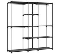 SONGMICS Armadio, Guardaroba Autoportante, con Barre Appendiabiti, Portabiti Ripiani in Tessuto, Struttura in Metallo, 182 x 43 x 182 cm, Nero Inchiostro RYG037B02