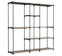 SONGMICS Armadio, Guardaroba Autoportante, con Barre Appendiabiti, Portabiti Ripiani in Tessuto, Struttura in Metallo, 182 x 43 x 182 cm, Talpa RYG037R02
